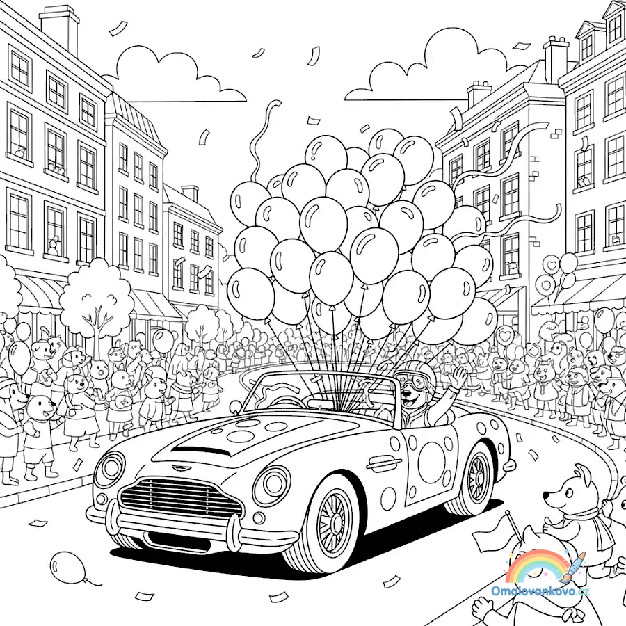 Omalovánka Aston Martin na přehlídce k vytisknutí na A4