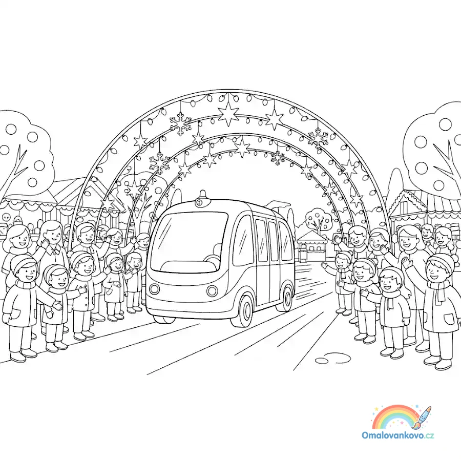 Omalovánka Auto ve světelném tunelu k vytisknutí na A4
