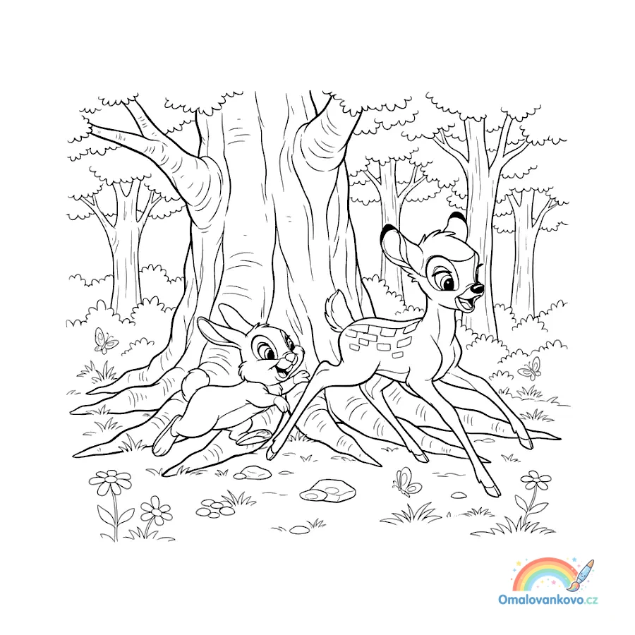 Omalovánka Bambi 25 k vytisknutí na A4