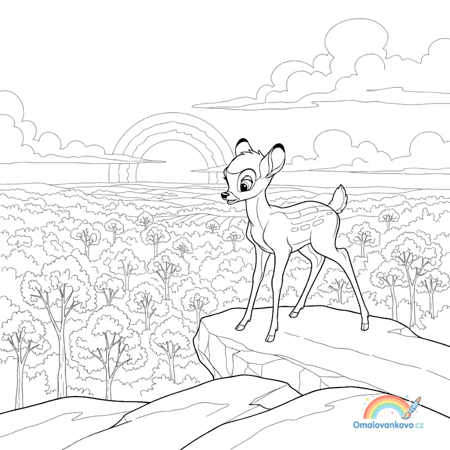 Omalovánka Bambi 30 k vytisknutí na A4