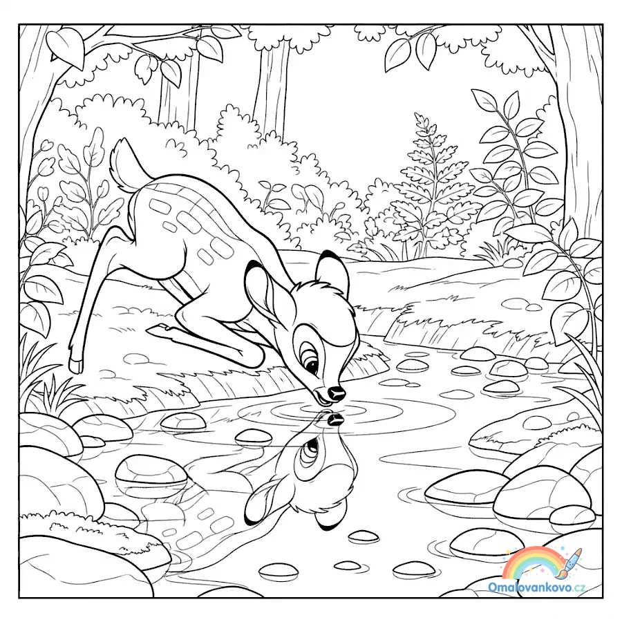 Omalovánka Bambi 39 k vytisknutí na A4