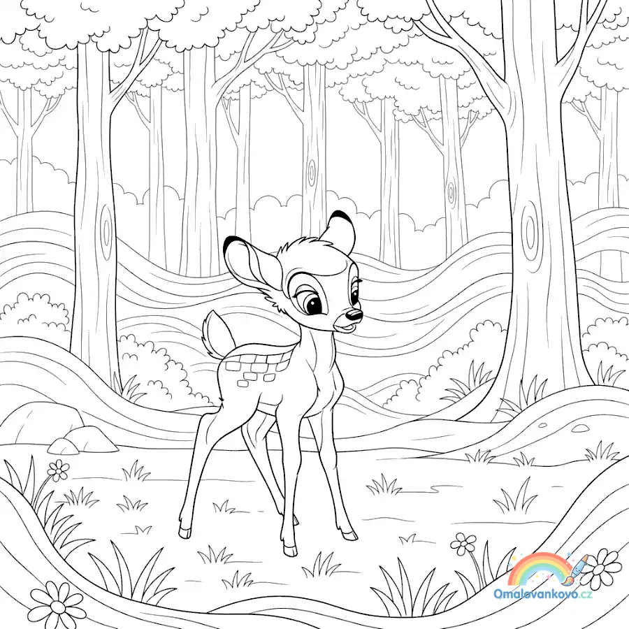 Omalovánka Bambi 9 k vytisknutí na A4