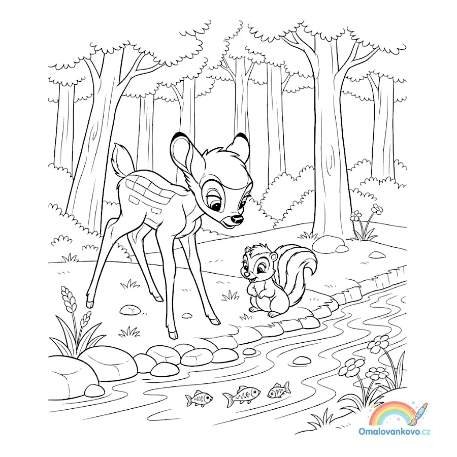 Omalovánka Bambi 20 k vytisknutí na A4