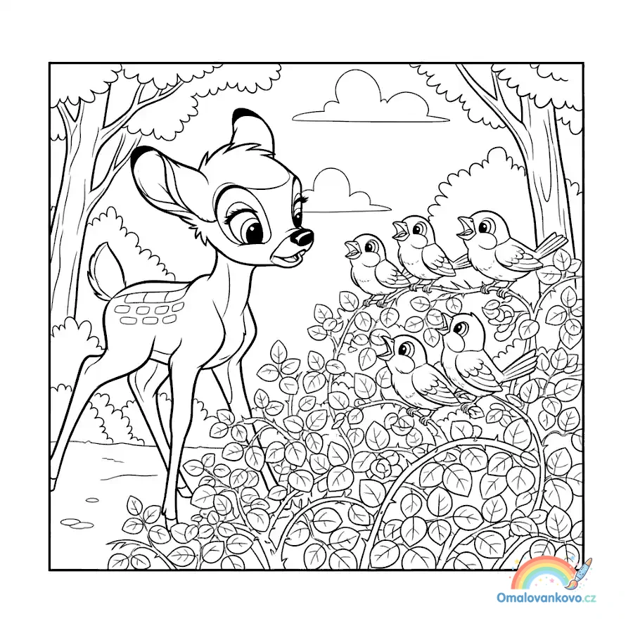 Omalovánka Bambi 5 k vytisknutí na A4