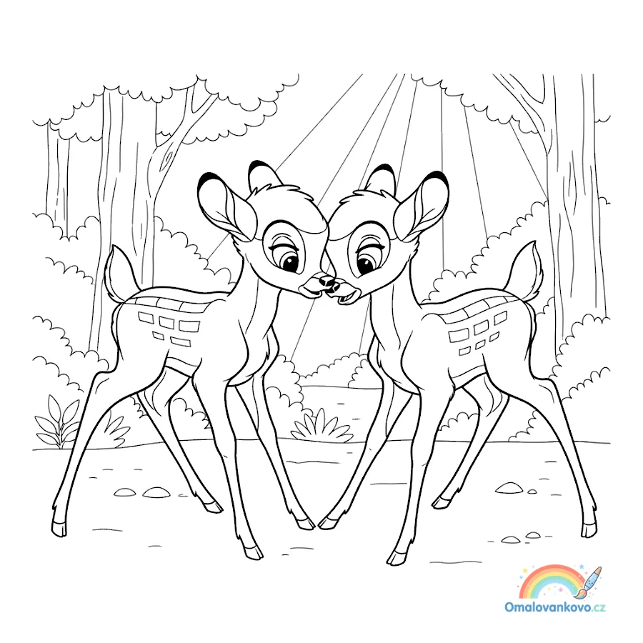 Omalovánka Bambi 18 k vytisknutí na A4
