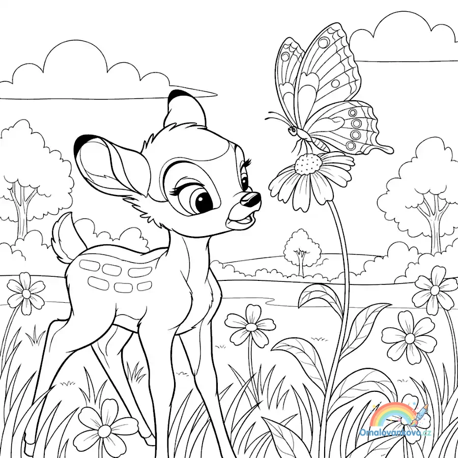 Omalovánka Bambi 36 k vytisknutí na A4