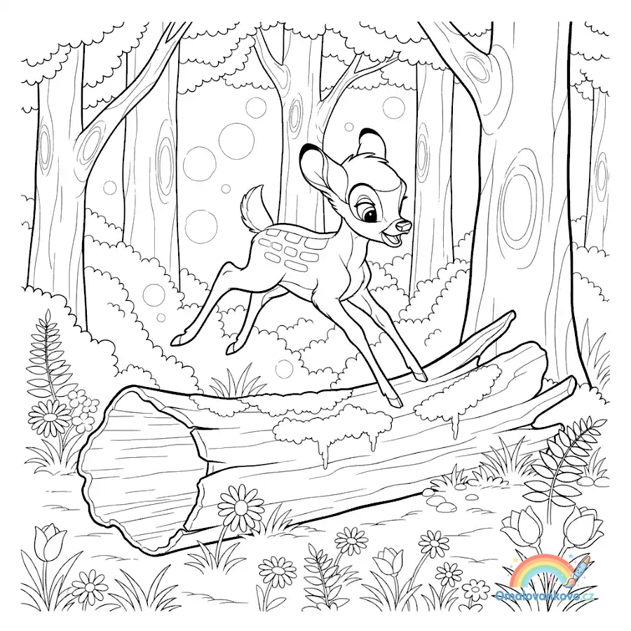 Omalovánka Bambi 33 k vytisknutí na A4