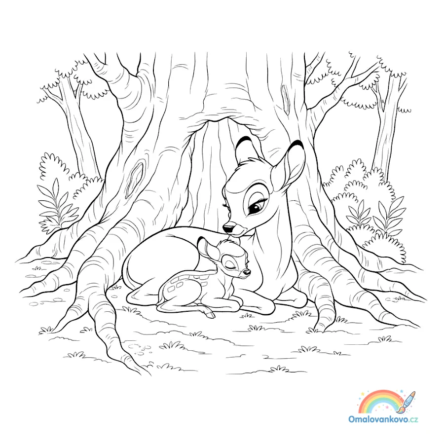 Omalovánka Bambi 12 k vytisknutí na A4