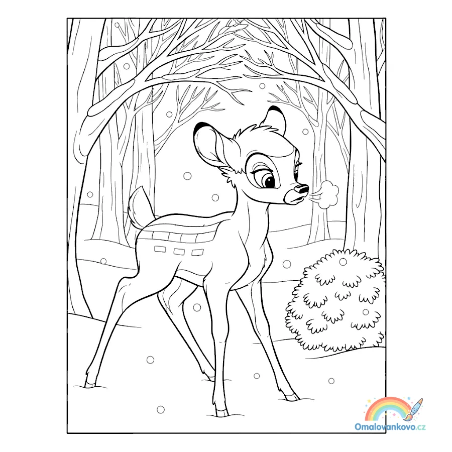 Omalovánka Bambi 37 k vytisknutí na A4