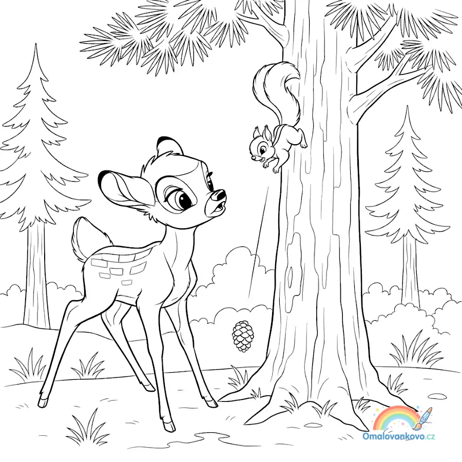 Omalovánka Bambi 11 k vytisknutí na A4