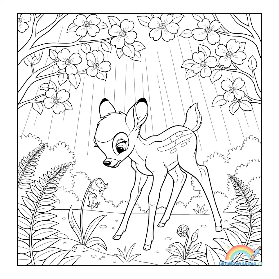 Omalovánka Bambi 40 k vytisknutí na A4