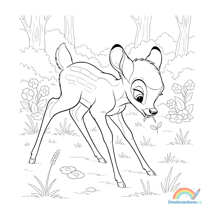 Omalovánka Bambi 26 k vytisknutí na A4