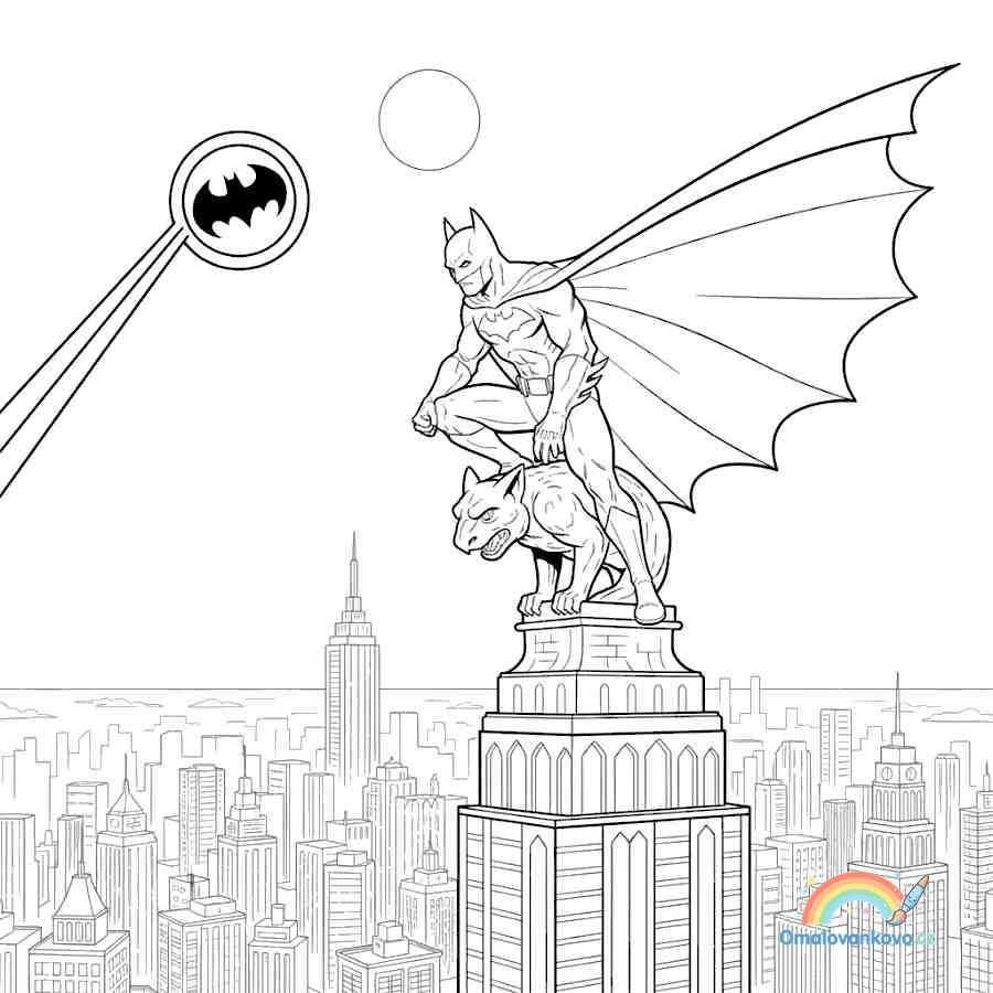 Omalovánka Batman strážce Gothamu k vytisknutí na A4