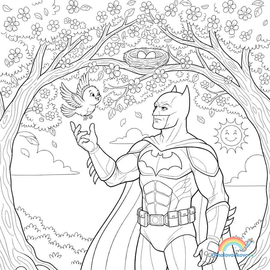 Omalovánka Batman učí létat k vytisknutí na A4