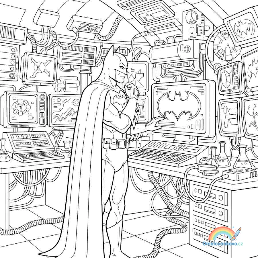 Omalovánka Batman v Batjeskyni u počítače k vytisknutí na A4