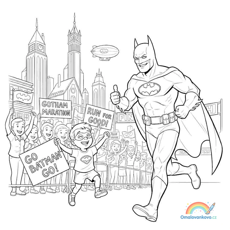 Omalovánka Batman v maratonu k vytisknutí na A4