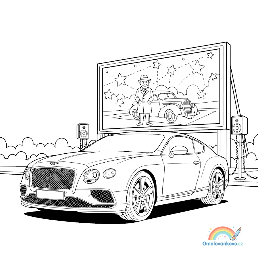 Omalovánka Bentley v autokině k vytisknutí na A4