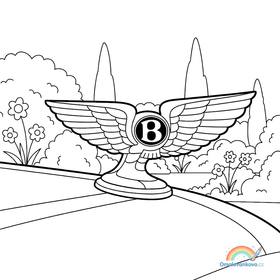 Omalovánka Logo Bentleye zblízka k vytisknutí na A4