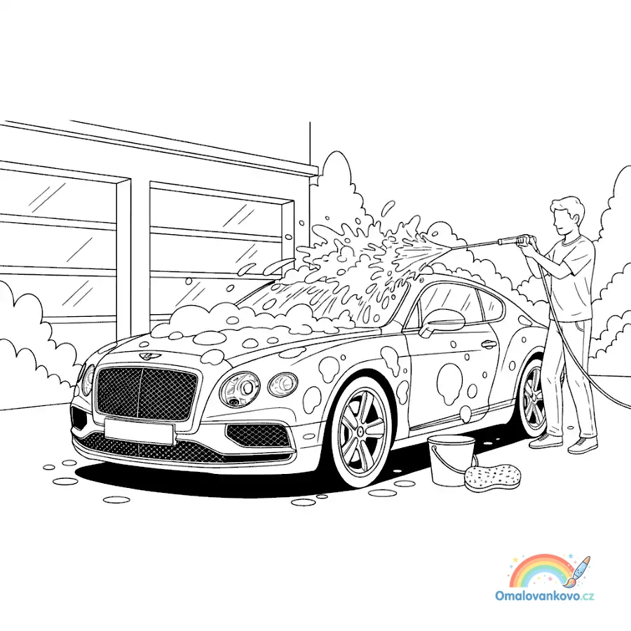 Omalovánka Bentley v husté pěně k vytisknutí na A4