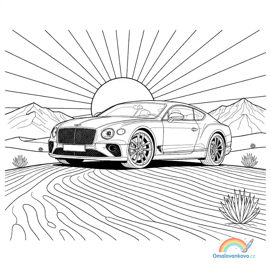 Bentley v písečné poušti na vrcholu velké duny
