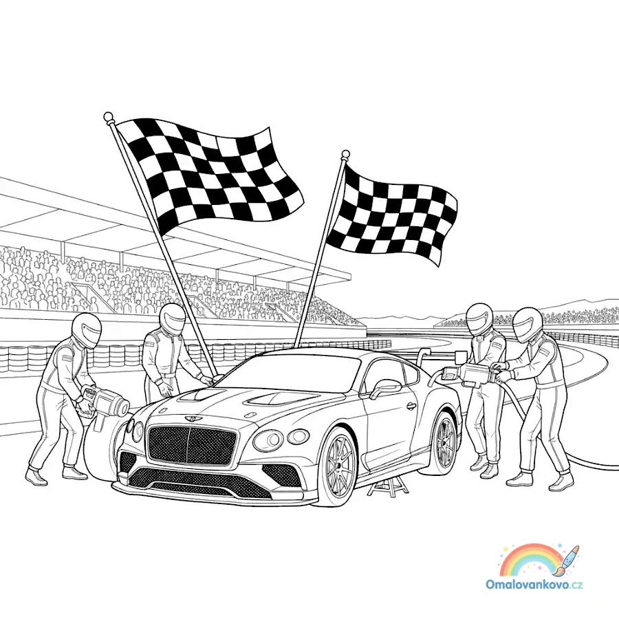 Sportovní Bentley na asfaltovém závodním okruhu připravené k jízdě