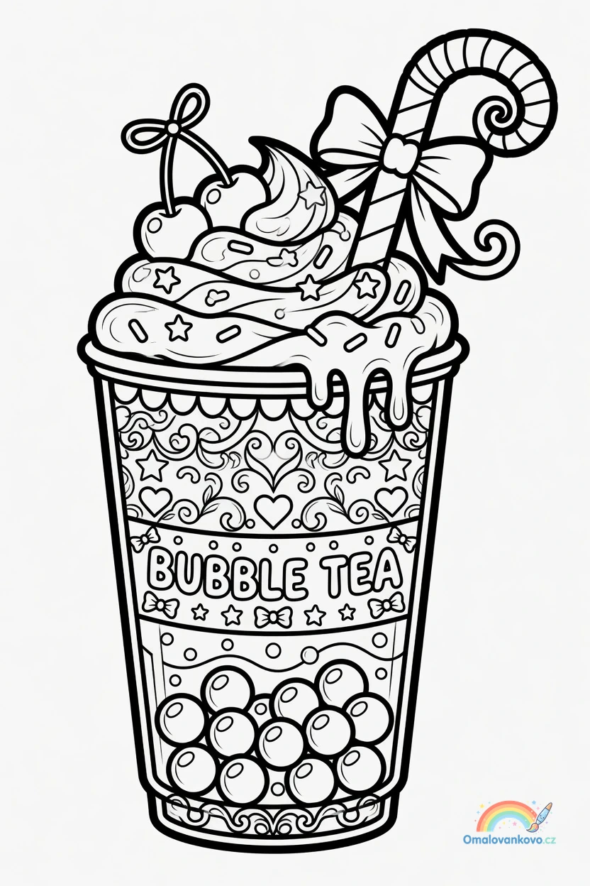 Omalovánka Bubble Tea 16 k vytisknutí na A4