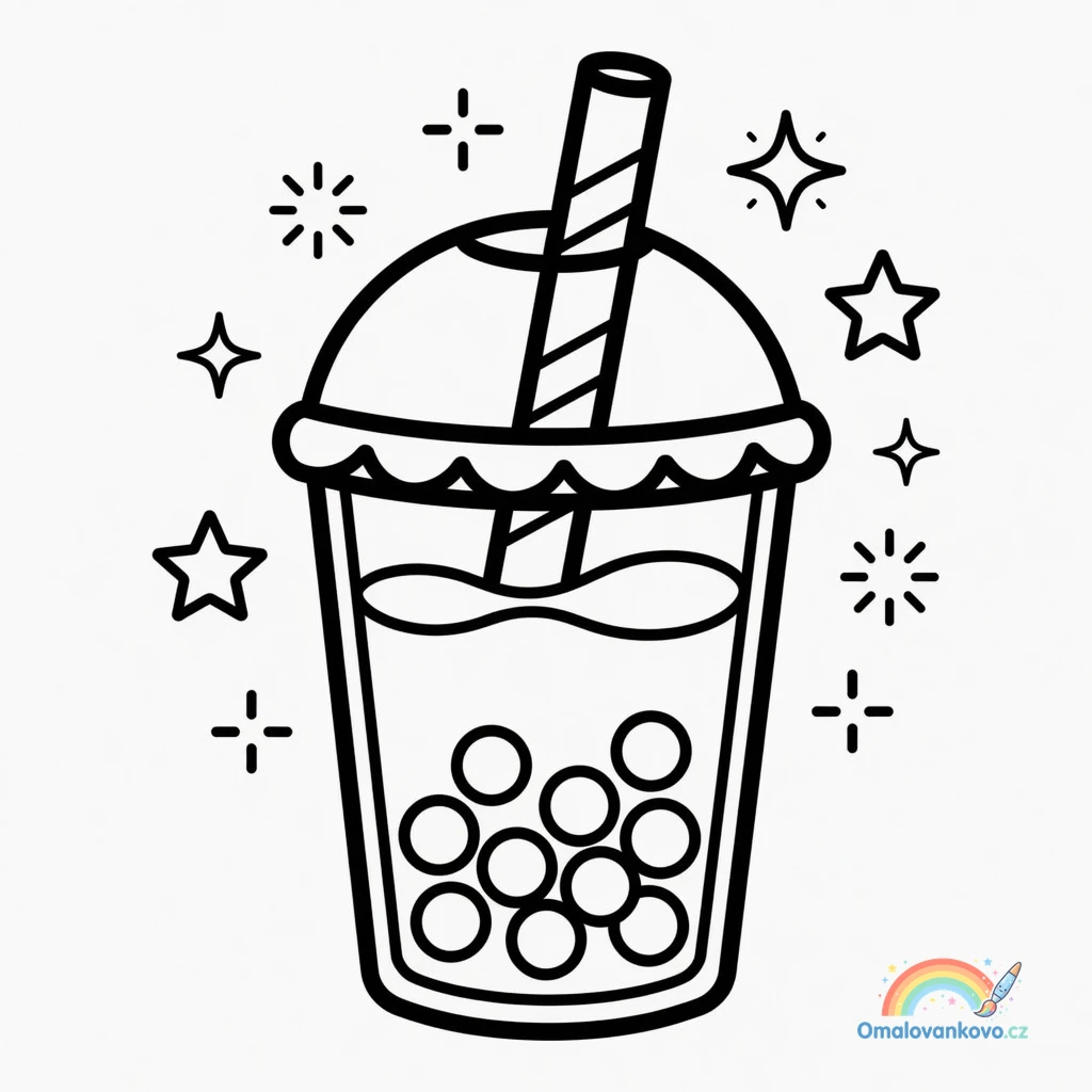 Omalovánka Bubble Tea 19 k vytisknutí na A4