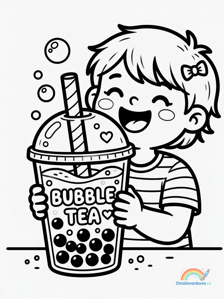 Omalovánka Bubble Tea 7 k vytisknutí na A4