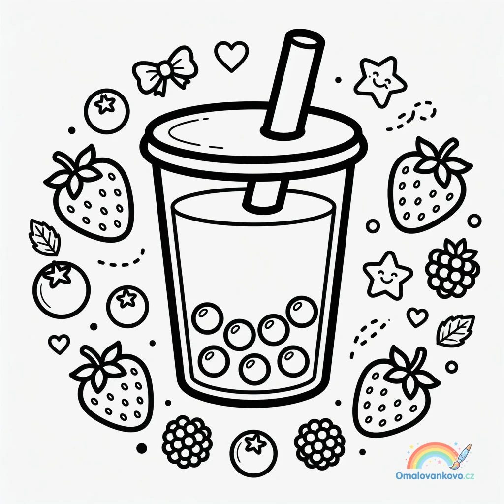 Omalovánka Bubble Tea 8 k vytisknutí na A4
