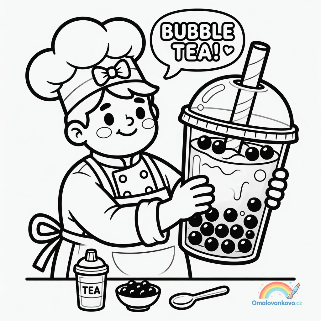 Omalovánka Bubble Tea 6 k vytisknutí na A4
