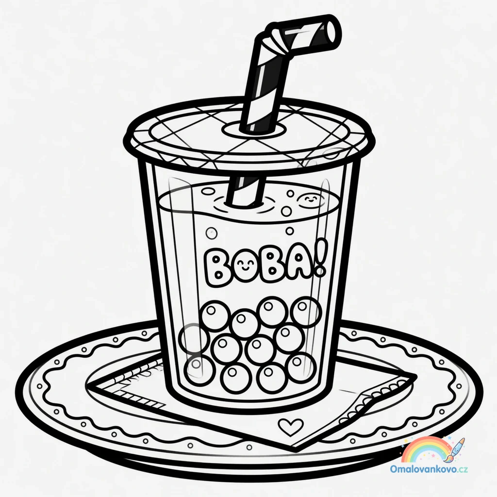 Omalovánka Bubble Tea 1 k vytisknutí na A4