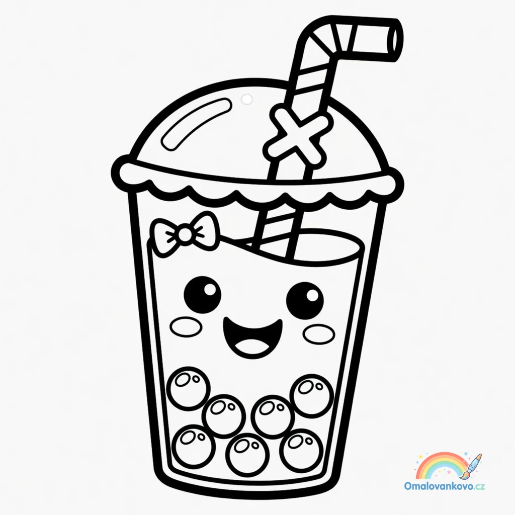 Omalovánka Bubble Tea 3 k vytisknutí na A4