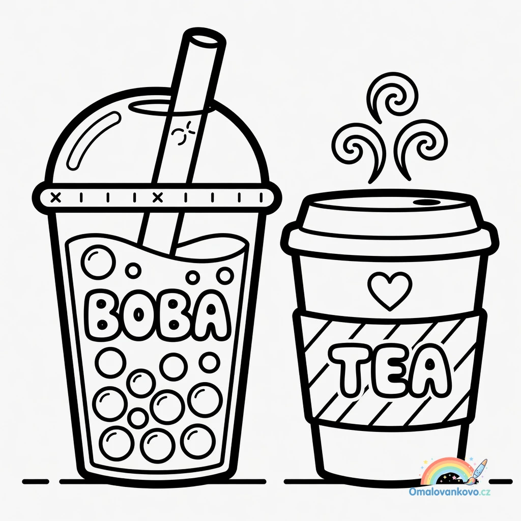 Omalovánka Bubble Tea 4 k vytisknutí na A4