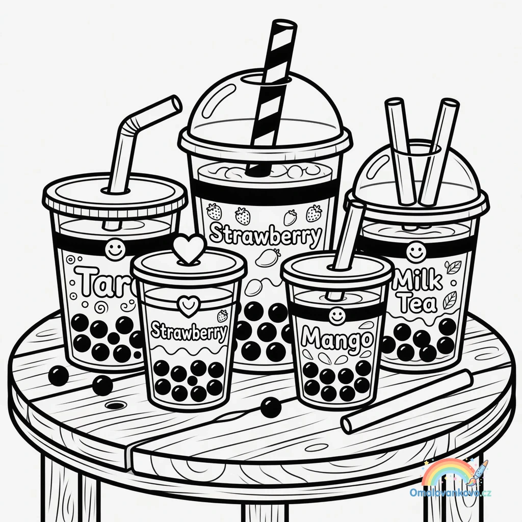Omalovánka Bubble Tea 2 k vytisknutí na A4