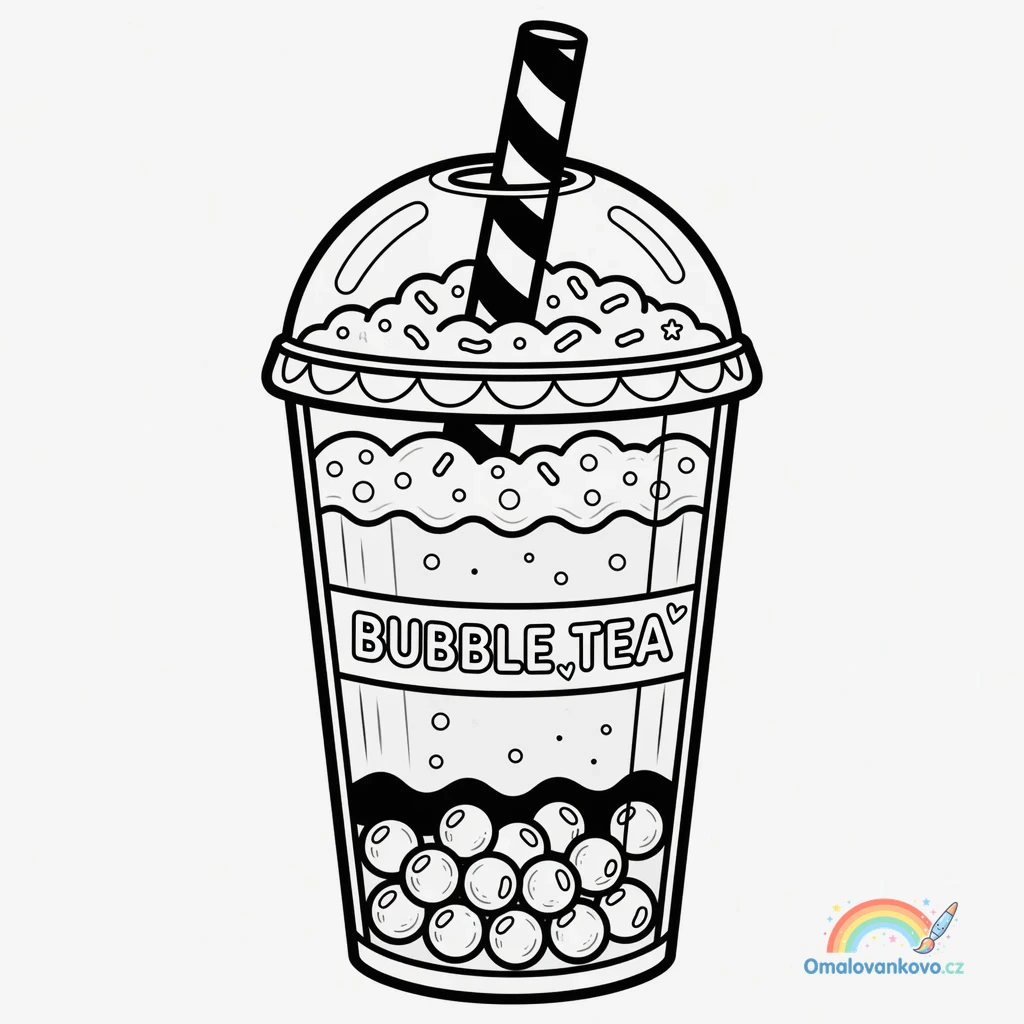 Omalovánka Bubble Tea 20 k vytisknutí na A4