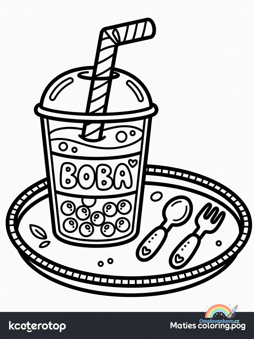 Omalovánka Bubble Tea 14 k vytisknutí na A4