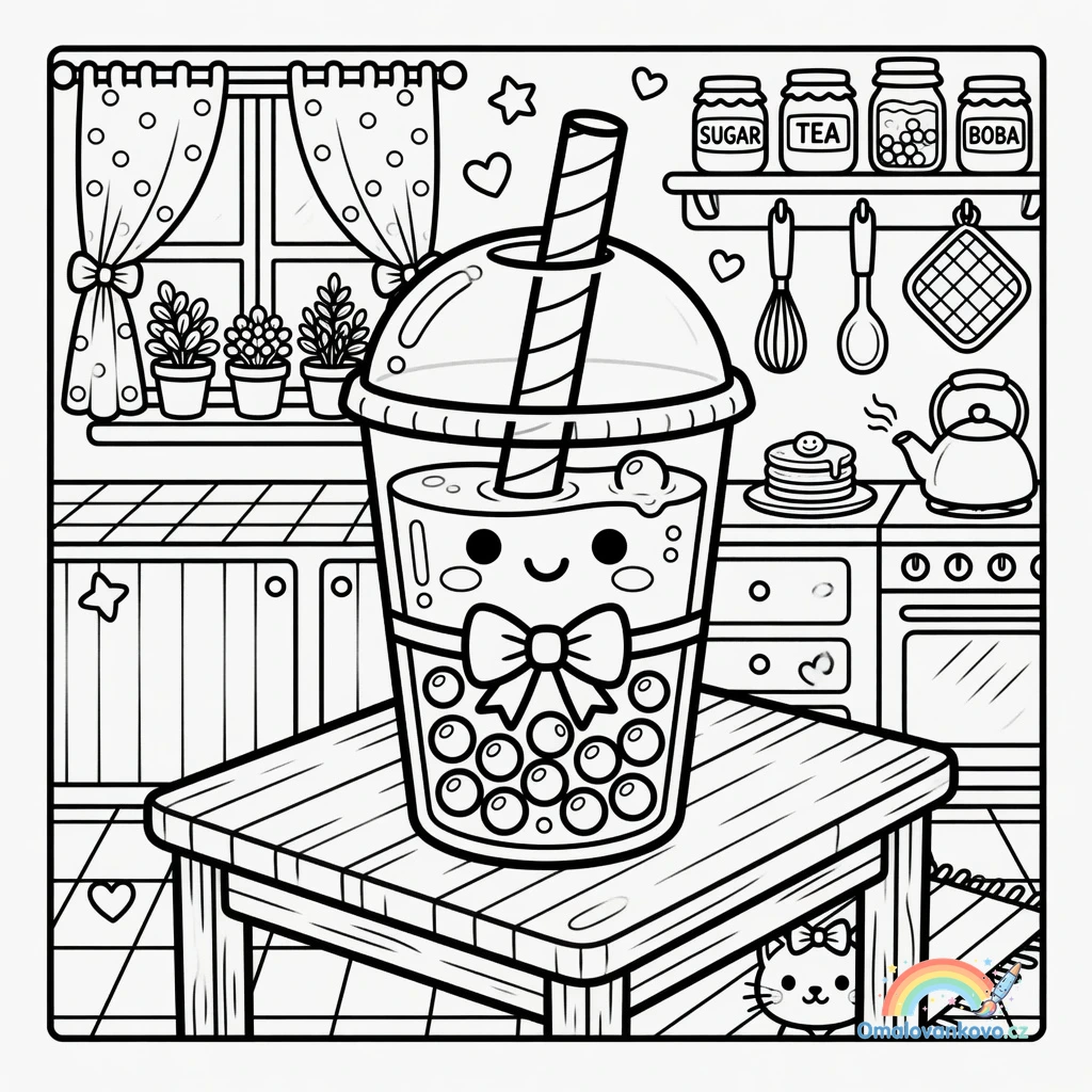 Omalovánka Bubble Tea 17 k vytisknutí na A4