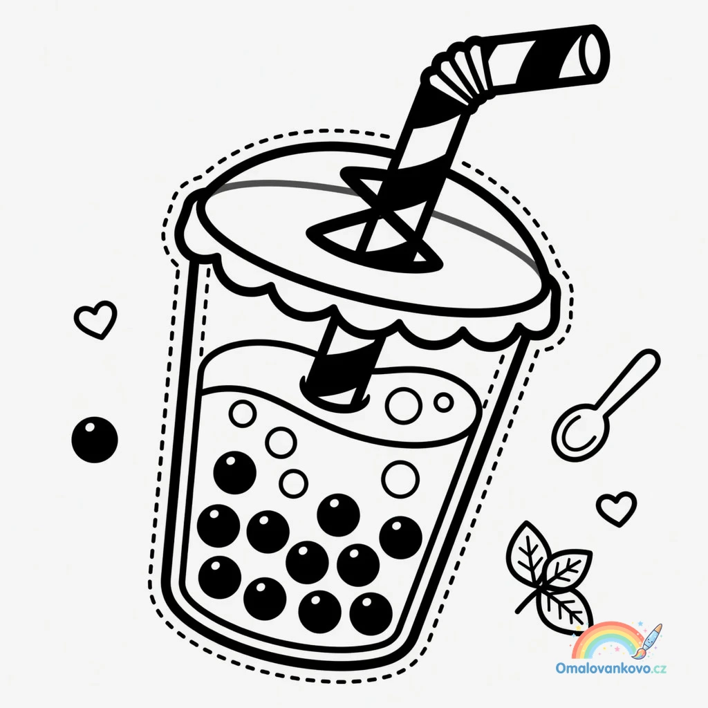 Omalovánka Bubble Tea 18 k vytisknutí na A4