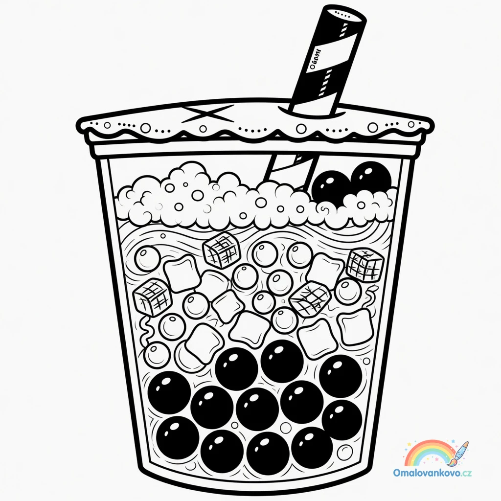 Omalovánka Bubble Tea 5 k vytisknutí na A4