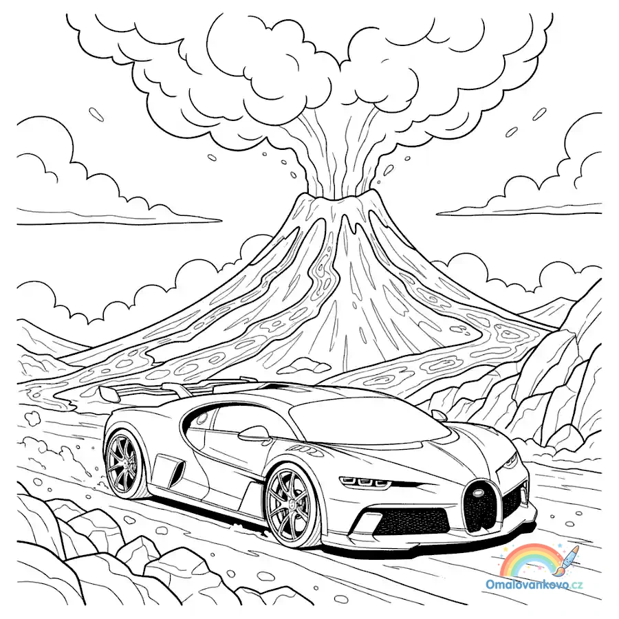 Omalovánka Bugatti Bolide k vytisknutí na A4