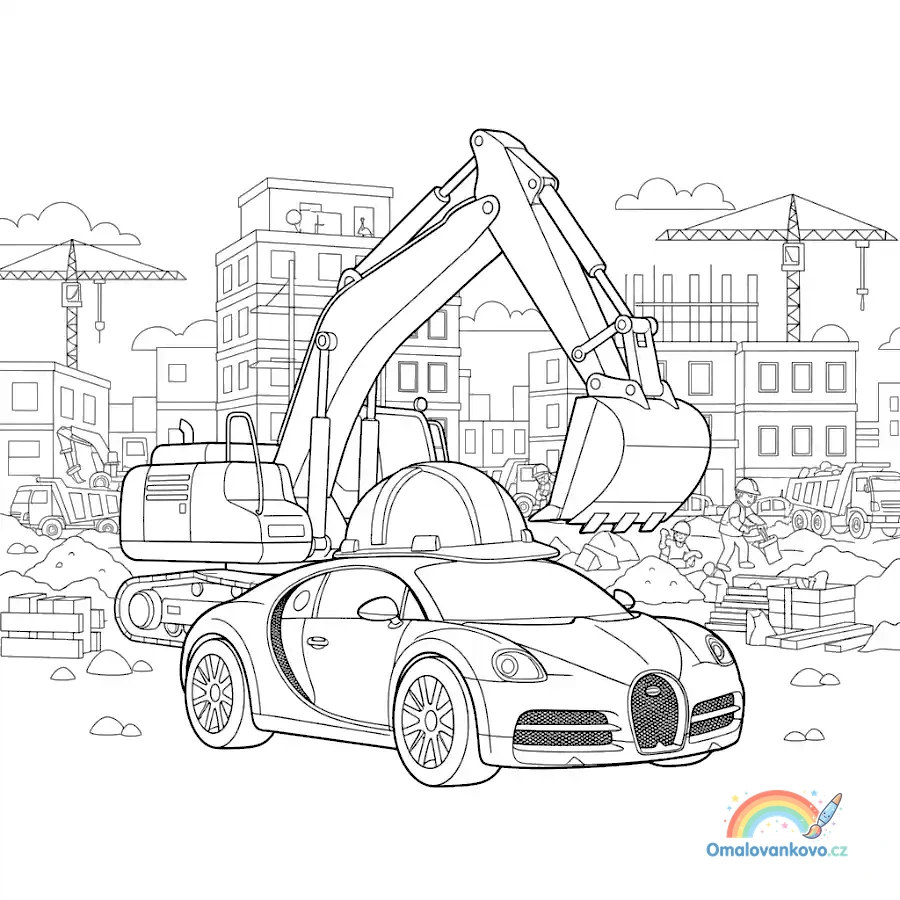 Omalovánka Bugatti na náměstí k vytisknutí na A4