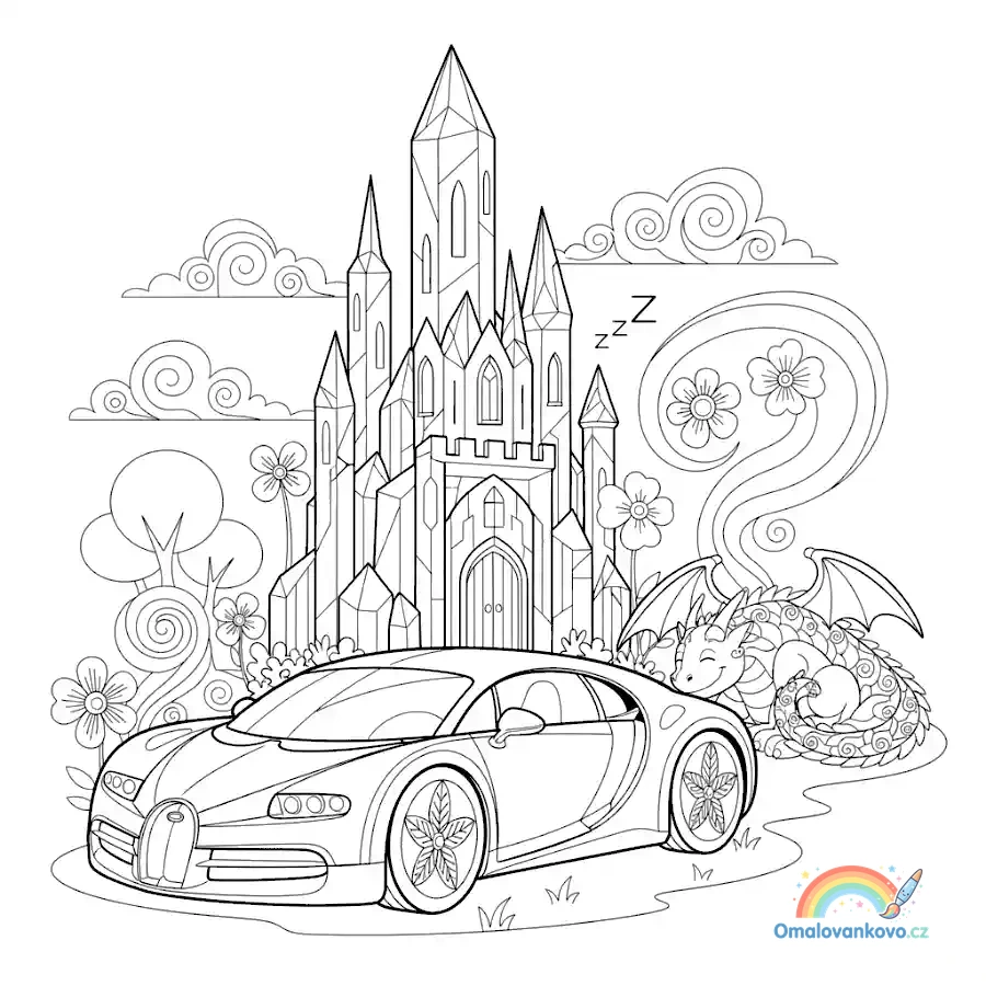 Omalovánka Kouzelné Bugatti k vytisknutí na A4