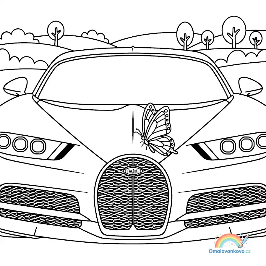 Omalovánka Bugatti a malý přítel k vytisknutí na A4