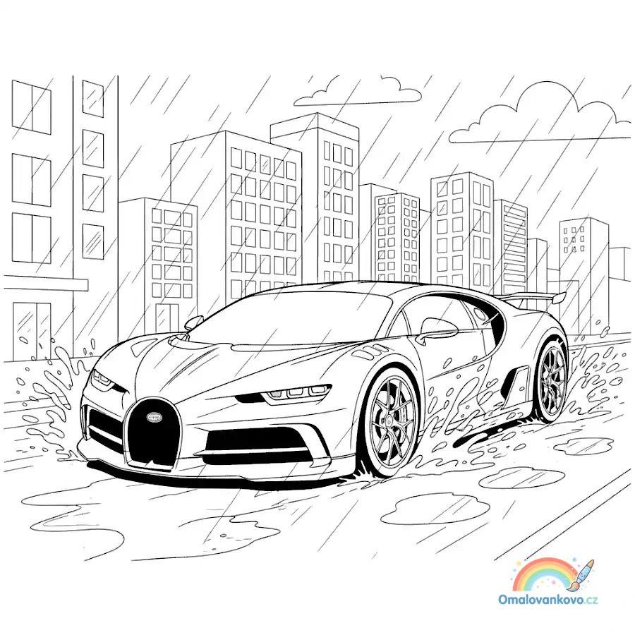 Omalovánka Bugatti Bolide k vytisknutí na A4