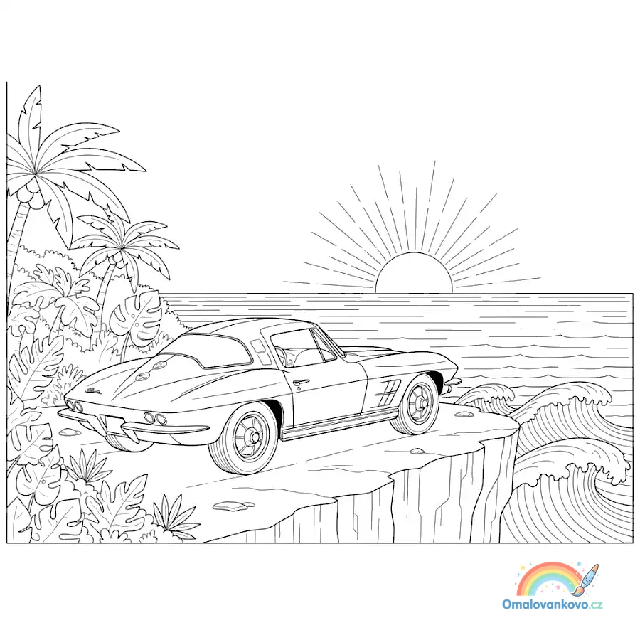 Omalovánka Corvette nad mořem