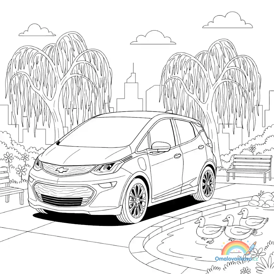 Omalovánka Chevrolet Bolt v parku