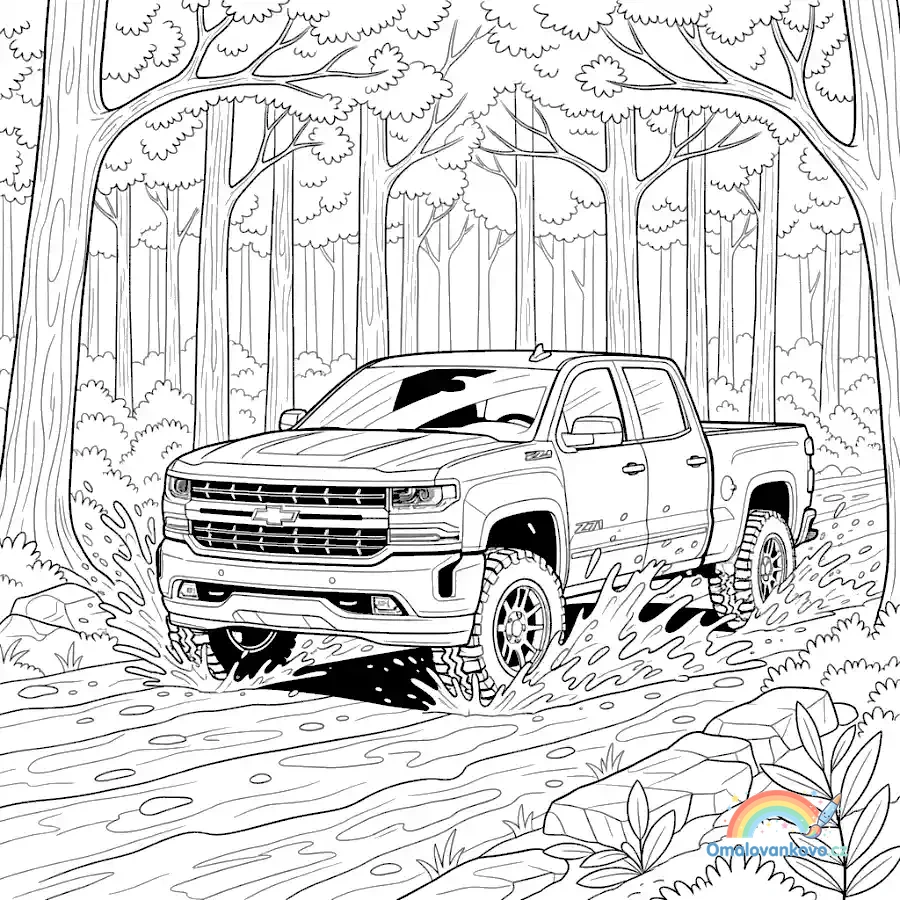 Omalovánka Chevrolet Silverado v blátě