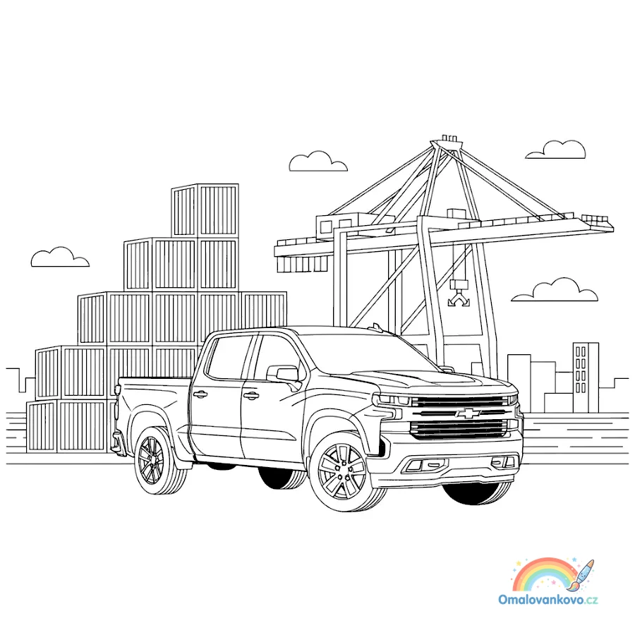 Omalovánka Chevrolet Silverado v přístavní stočni