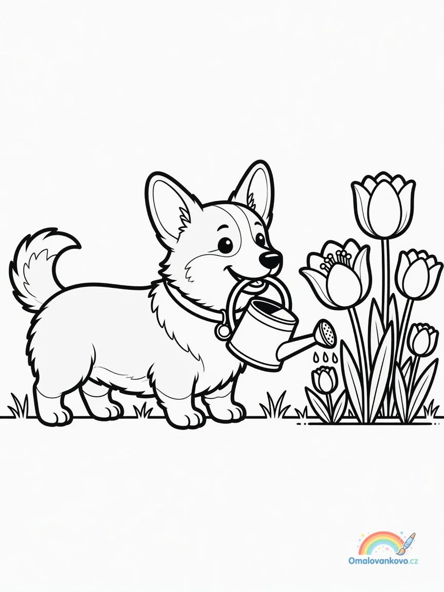 Omalovánka Corgi 19 k vytisknutí na A4