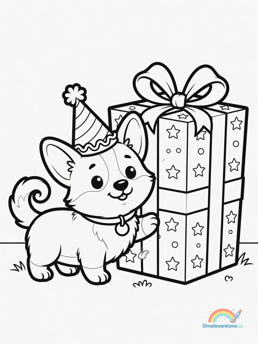 Omalovánka Corgi 9 k vytisknutí na A4